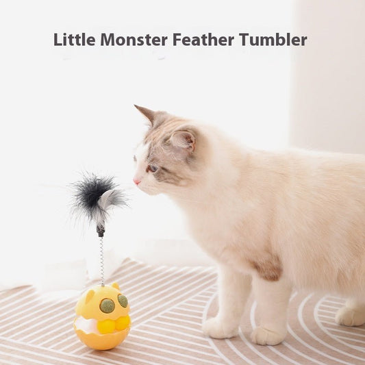 Cats Feather Toy Rotate | Cat Tumbler Roller Track Ball with Catnip