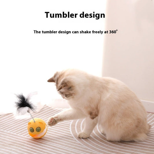 Cats Feather Toy Rotate | Cat Tumbler Roller Track Ball with Catnip