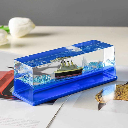 Titanic Liquid Motion Ornament – Unsinkable Cruise Ship Desk Toy & Stress Reliever | Infinity Gallery