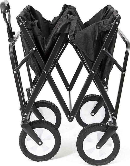 Collapsible Folding Outdoor Utility Wagon – Heavy Duty, Large Capacity with Carry Case (Black)