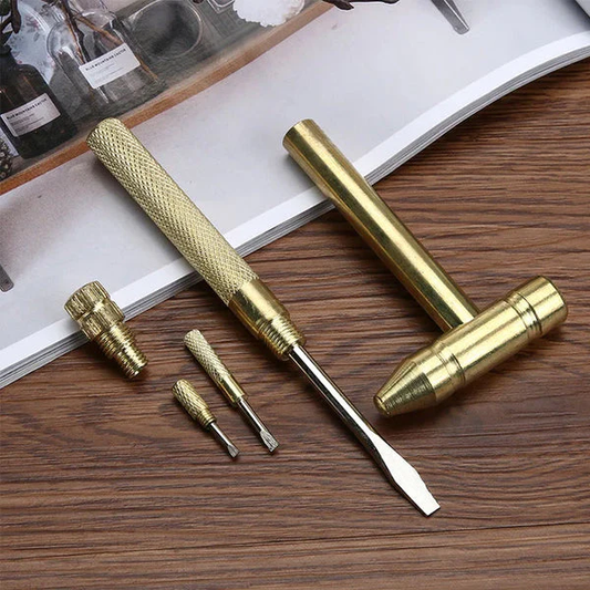 6-in-1 Multifunctional Copper Hammer – Mini Brass Hammer & Screwdriver Tool Kit - Infinitygallery.store