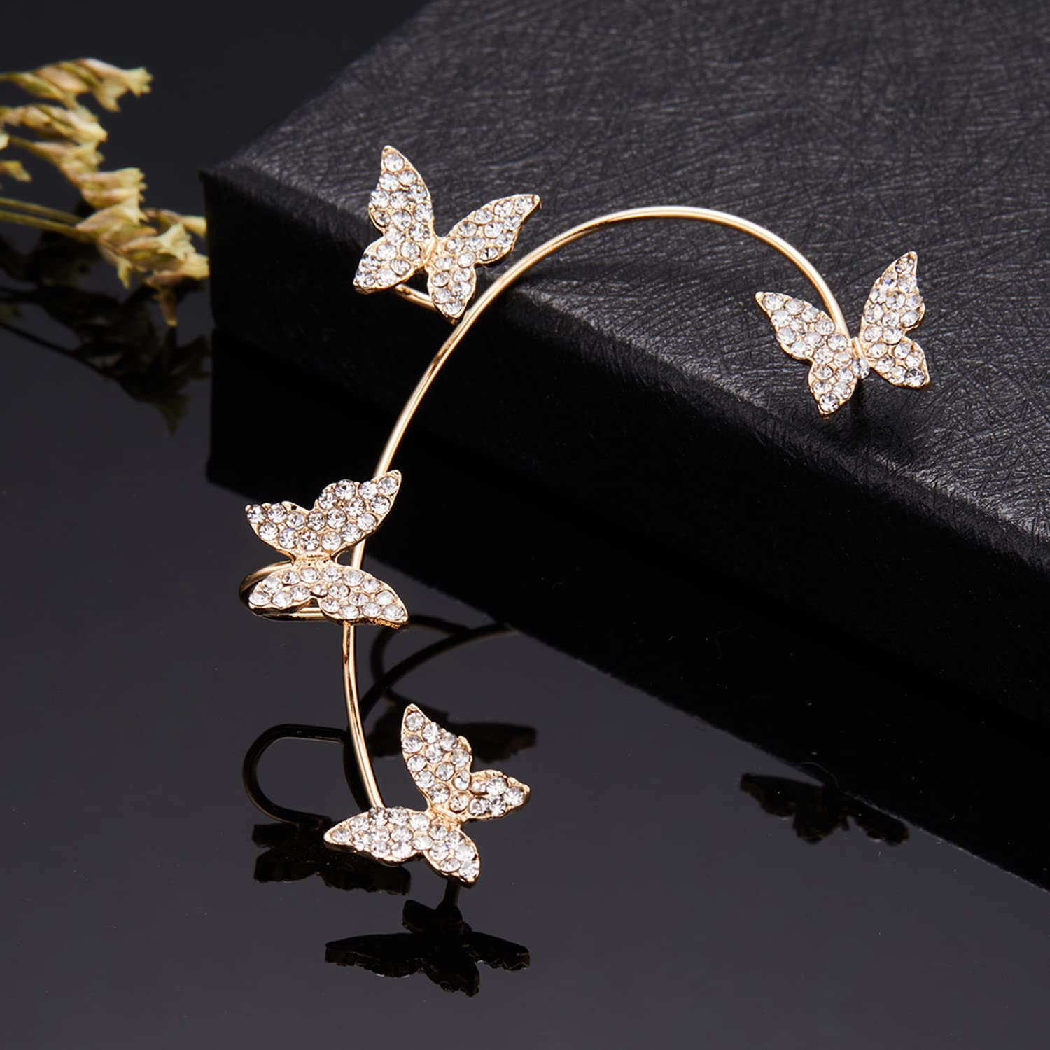 Butterfly Earrings Ear Cuffs – No Piercing Needed, Silver Zircon Design - Infinitygallery.store