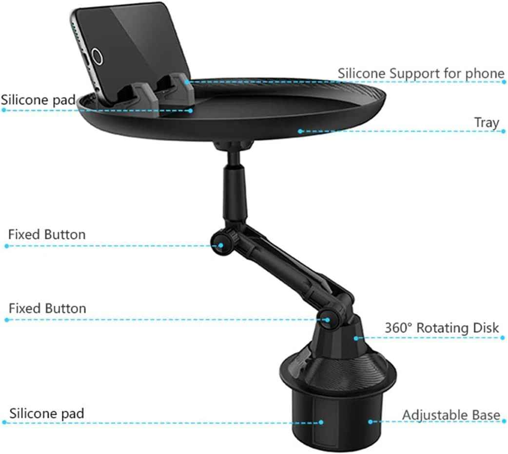 3-in-1 Car Cup Holder Food Tray with Swivel Design & Phone Mount | Infinity Gallery