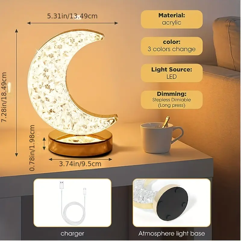 Crystal Moon 🌙 Table Lamp – Add a Touch of Magic to Your Space - Infinitygallery.store