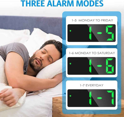 Digital LED Alarm Clock with Large Display, Adjustable Brightness, Voice Control & Snooze – Battery & USB Powered | Infinity Gallery