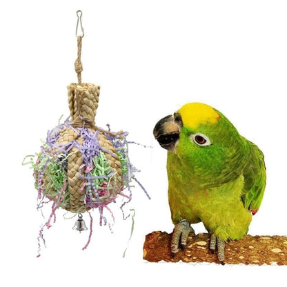 Drawing Straw Rope Toy Parrot | Natural Bite-Resistant Parrot Toy