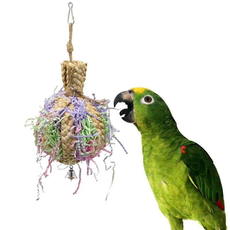 Drawing Straw Rope Toy Parrot | Natural Bite-Resistant Parrot Toy