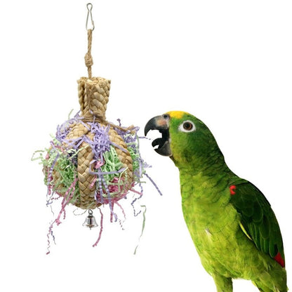 Drawing Straw Rope Toy Parrot | Natural Bite-Resistant Parrot Toy