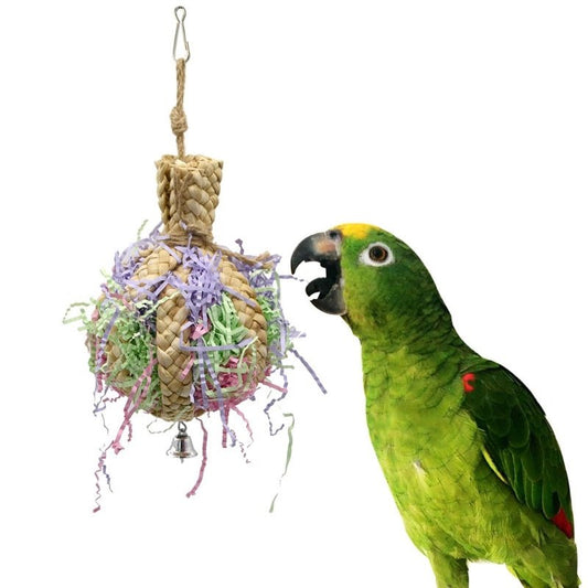 Drawing Straw Rope Toy Parrot | Natural Bite-Resistant Parrot Toy