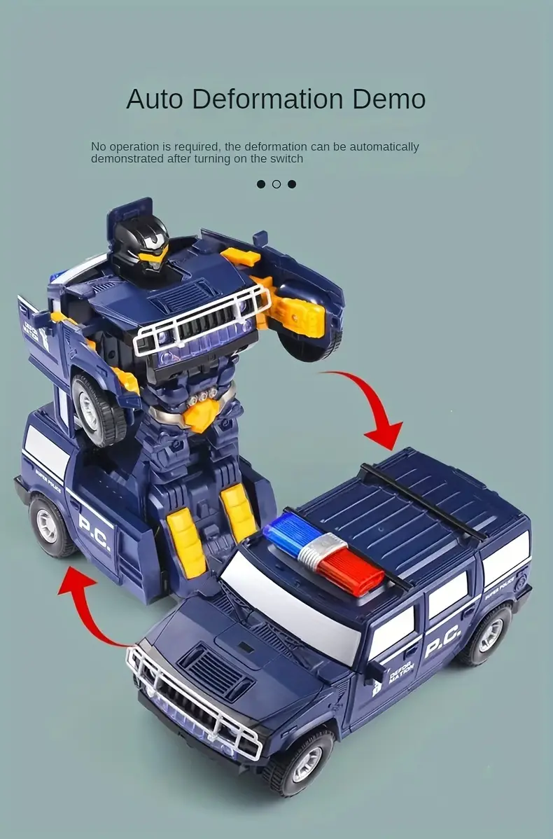 Transforming Robot Car for Kids – 2-in-1 Police Car & Battle Bot Toy with LED Light - Infinitygallery.store
