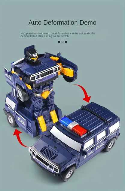 Transforming Robot Car for Kids – 2-in-1 Police Car & Battle Bot Toy with LED Light - Infinitygallery.store