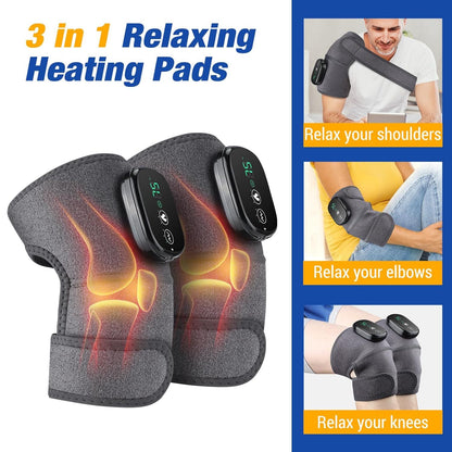 Electric Knee Massager with Heat & Vibration – Cordless Heating Wrap for Knee, Shoulder & Elbow Relief - Infinitygallery.store