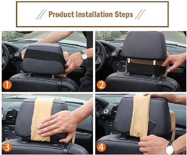 Car Seat Headrest Pillow – Ergonomic Memory Foam Neck Support with Washable Cotton Cover | Infinity Gallery