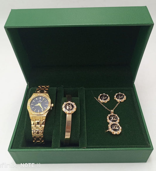 Eterna Belle Women’s Watch Set – Elegant Watch with Necklace, Earrings & Bangles - Infinitygallery.store