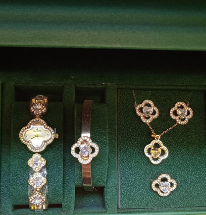 Eterna Belle Women’s Watch Set – Elegant Watch with Necklace, Earrings & Bangles - Infinitygallery.store