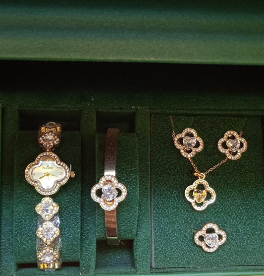 Eterna Belle Women’s Watch Set – Elegant Watch with Necklace, Earrings & Bangles - Infinitygallery.store