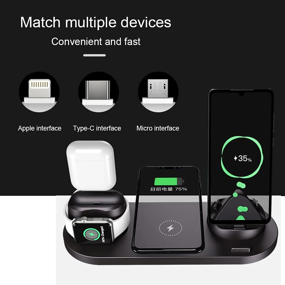 ⚡ 6-in-1 Wireless Charging Station – Fast, Safe & Universal - Infinitygallery.store