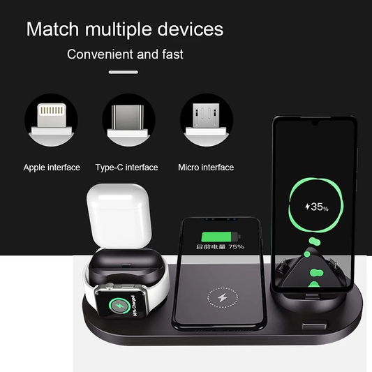 ⚡ 6-in-1 Wireless Charging Station – Fast, Safe & Universal - Infinitygallery.store
