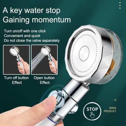 High Pressure Turbo Fan Shower Head – 360° Rotating, Water-Saving & Purifying! - Infinitygallery.store