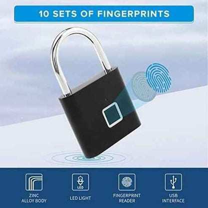 Smart Fingerprint Padlock – Keyless, Rechargeable & Multi-User Access