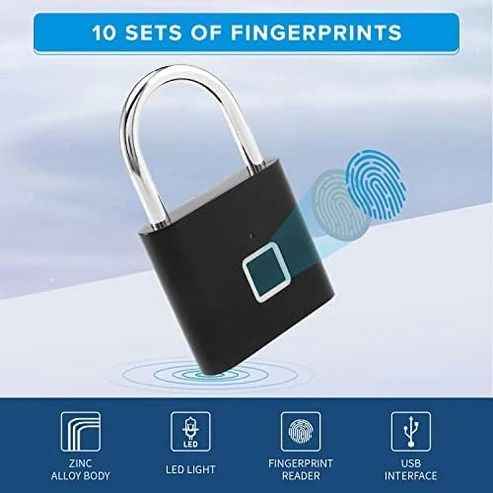 Smart Fingerprint Padlock – Keyless, Rechargeable & Multi-User Access