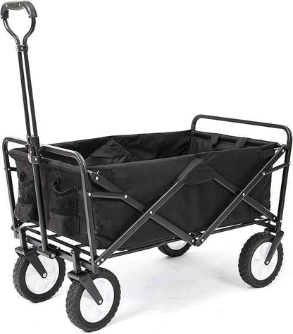Collapsible Folding Outdoor Utility Wagon – Heavy Duty, Large Capacity with Carry Case (Black)