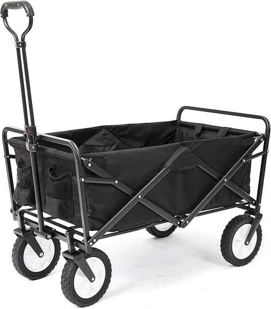 Collapsible Folding Outdoor Utility Wagon – Heavy Duty, Large Capacity with Carry Case (Black)