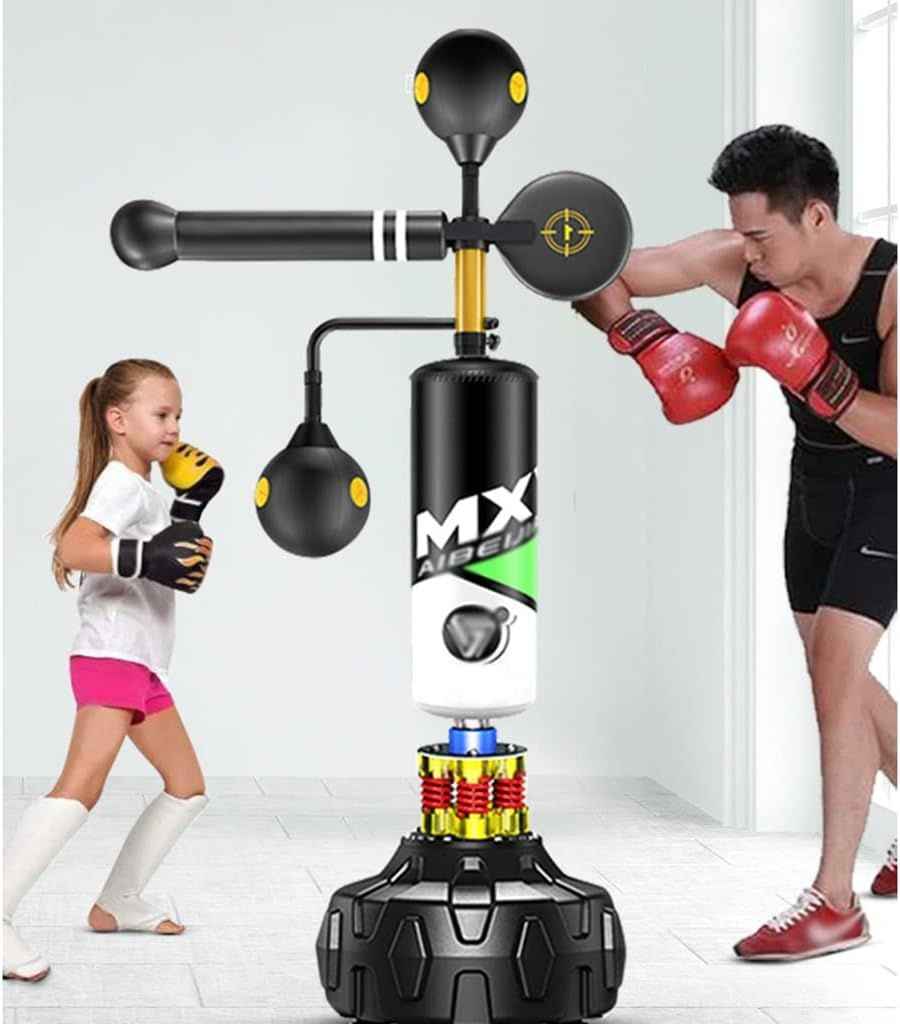Adjustable Speed Boxing Reflex Trainer with Spinning Bar & Punching Bag – Freestanding All-in-One Kit | Infinity Gallery