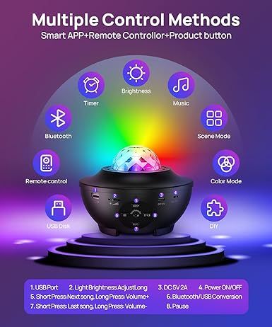 Galaxy Ocean Light Projector with App Control & Built-in Speaker – Transform Your Room into a Starry Oasis 🌌 - Infinitygallery.store