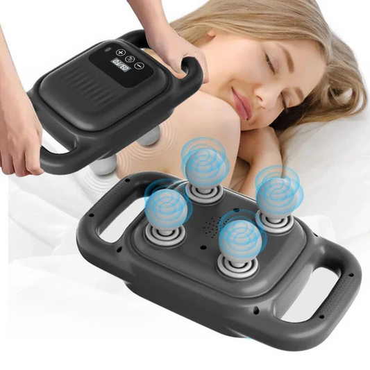 Handheld Four Heads Back Massager Gun – Deep Tissue & Quad-Axis Technology - Infinitygallery.store