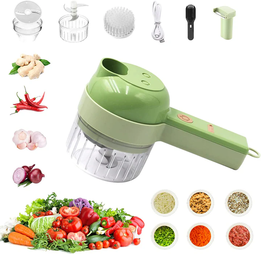 4-in-1 Electric Vegetable Cutter Set – Slice, Chop, Clean, Repeat! - Infinitygallery.store