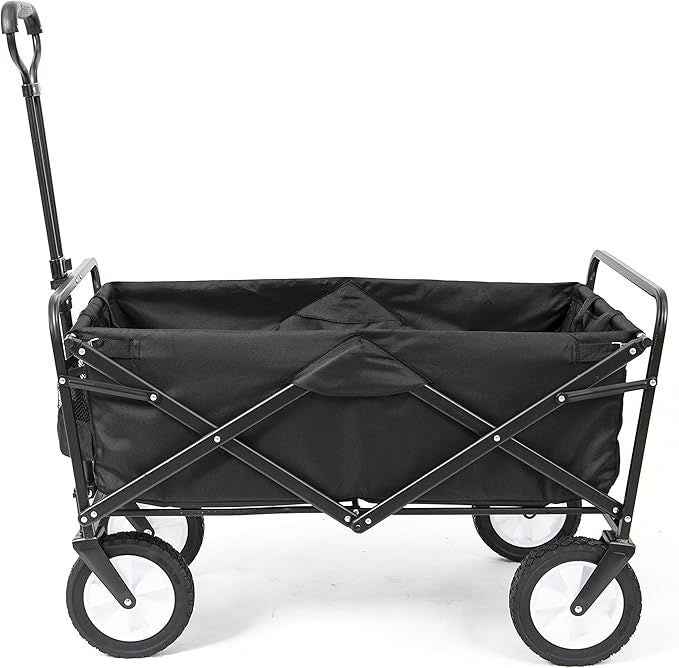 Collapsible Folding Outdoor Utility Wagon – Heavy Duty, Large Capacity with Carry Case (Black)