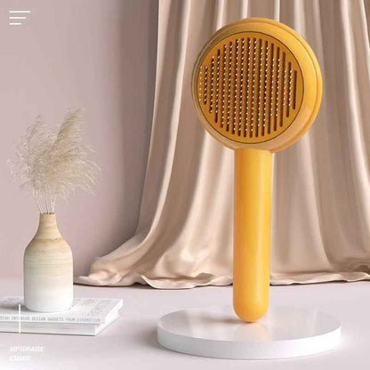 Hoopet Hamburger Pet Hair Removal Comb Brush – Self-Cleaning Grooming Tool (Yellow/Green/Blue)