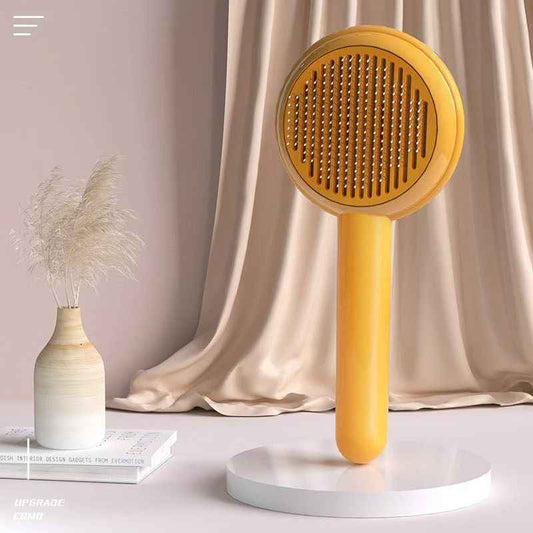 Hoopet Hamburger Pet Hair Removal Comb Brush – Self-Cleaning Grooming Tool (Yellow/Green/Blue)