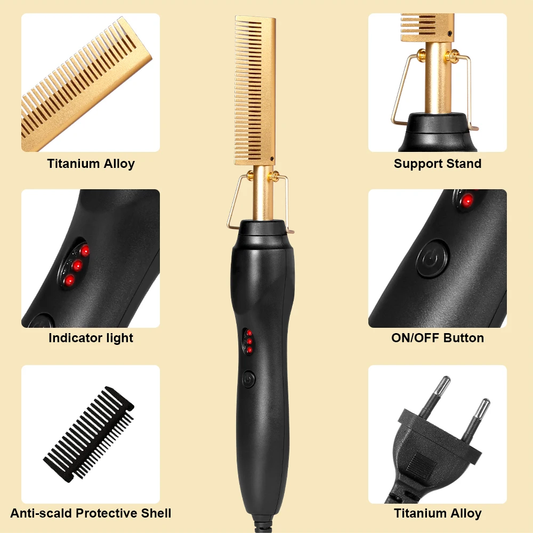 2-in-1 Electric Heating Comb – Straighten or Curl with One Tool - Infinitygallery.store
