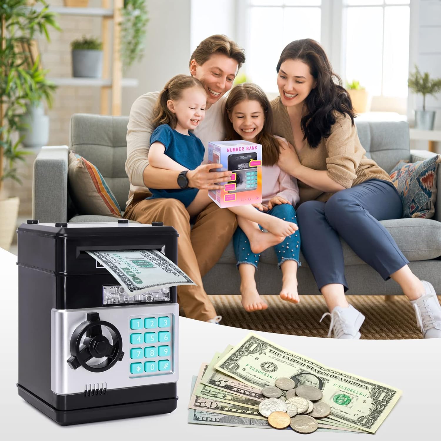 Electric Piggy Bank for Kids – Automatic Money Eating ATM Toy | Password Lock & Coin Slot Savings Bank - Infinitygallery.store