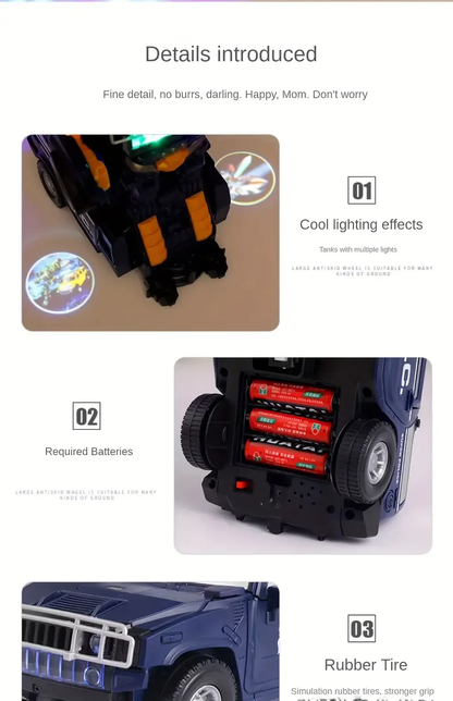 Transforming Robot Car for Kids – 2-in-1 Police Car & Battle Bot Toy with LED Light - Infinitygallery.store