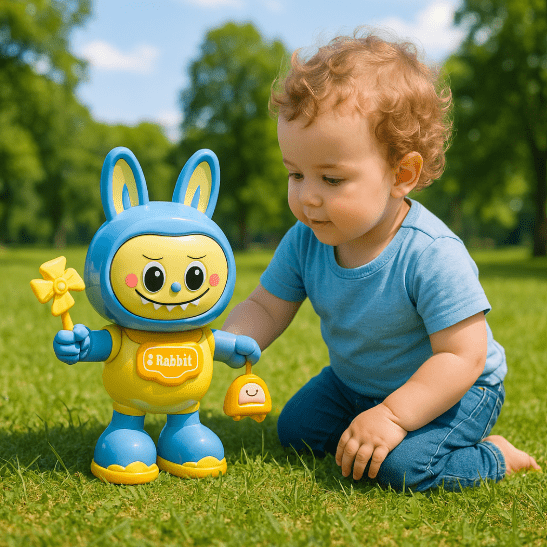 Labubu – Interactive Musical Dancing Toy | Swinging Rabbit with Music & Spinning Pinwheel