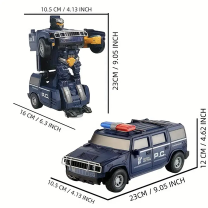 Transforming Robot Car for Kids – 2-in-1 Police Car & Battle Bot Toy with LED Light - Infinitygallery.store