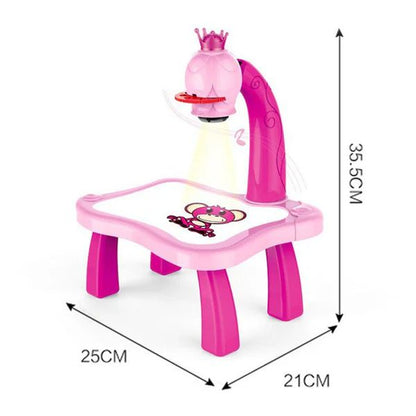 LED Projector Drawing Table for Kids – Interactive Art Station with Music & 24 Pattern Slides - Infinitygallery.store