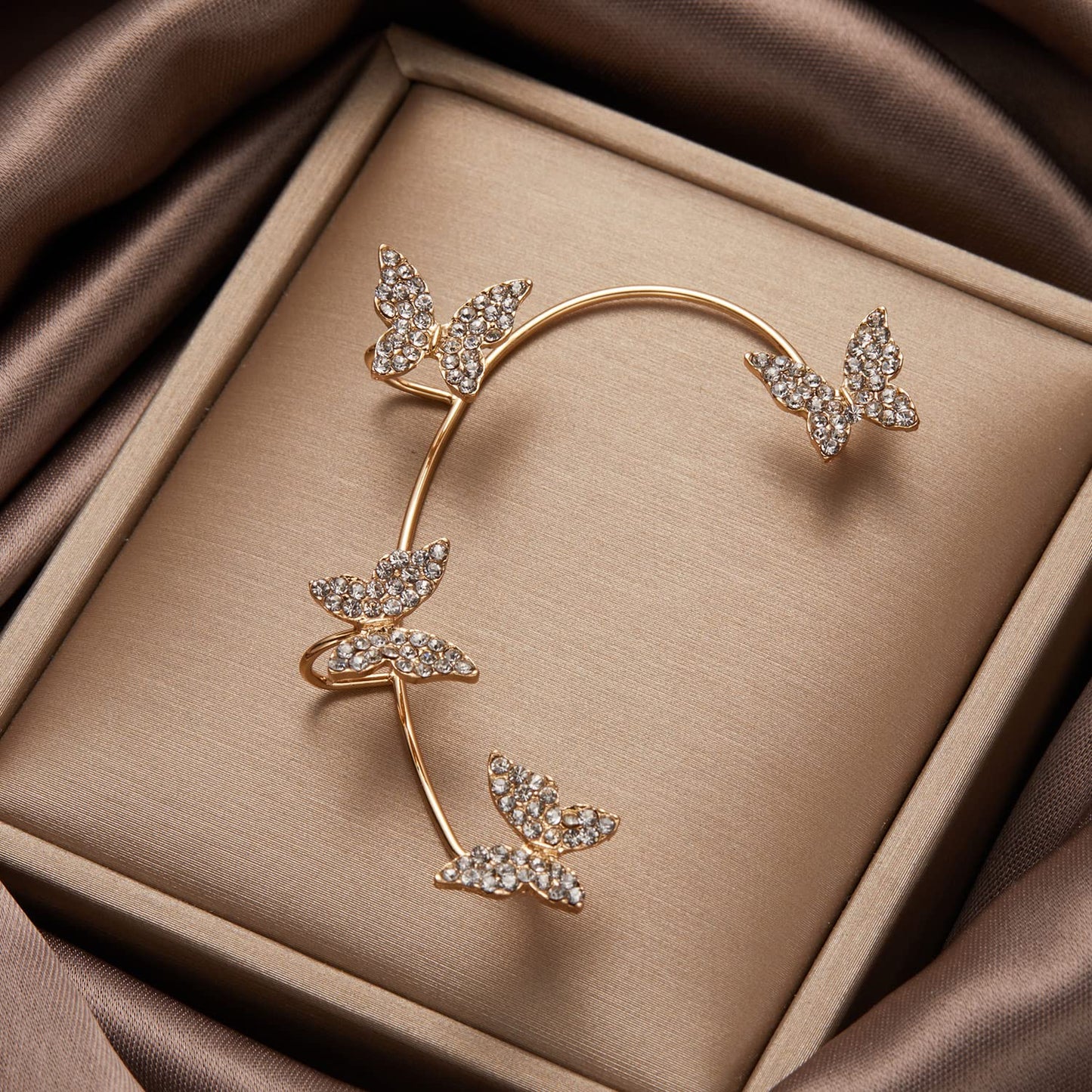 Butterfly Earrings Ear Cuffs – No Piercing Needed, Silver Zircon Design - Infinitygallery.store
