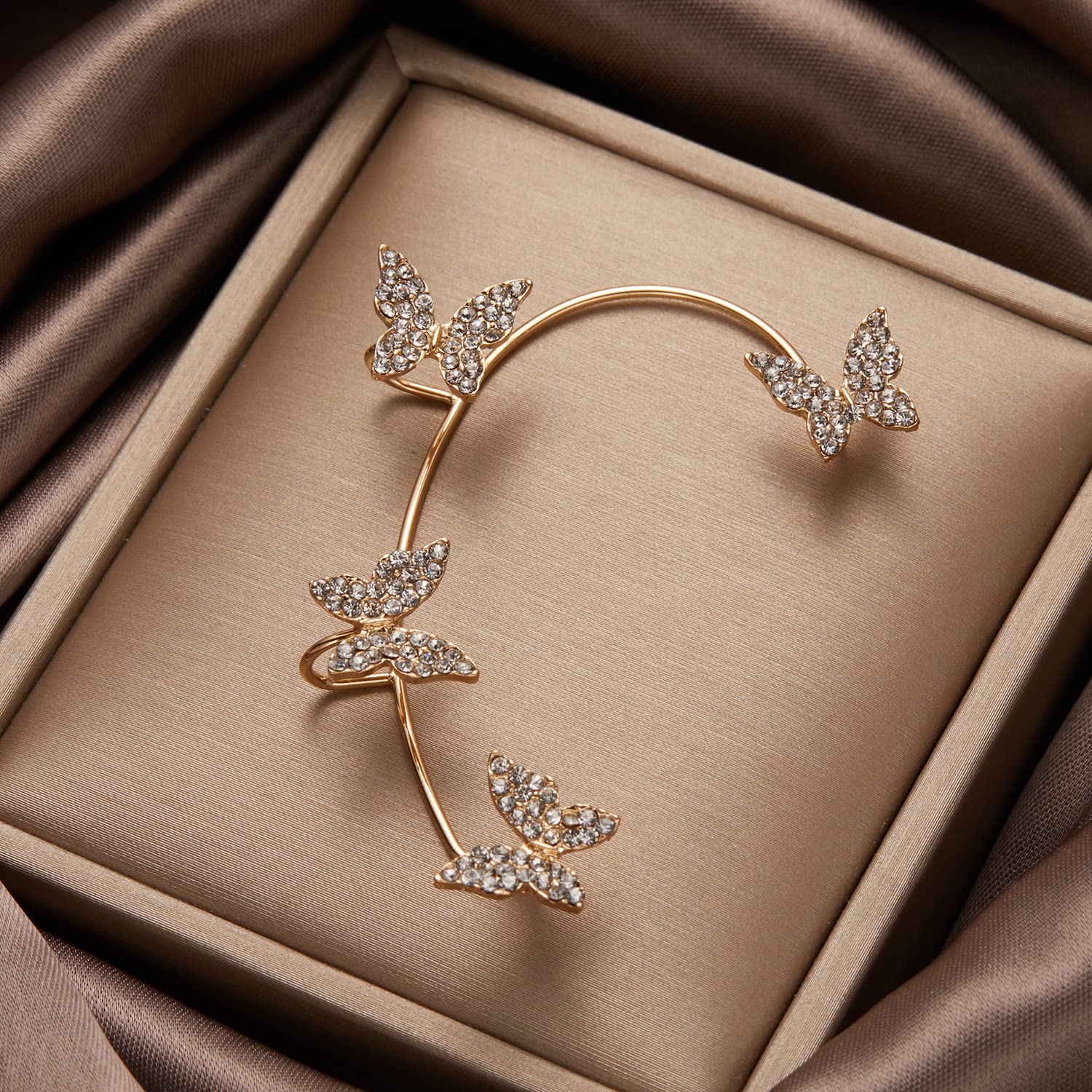 Butterfly Earrings Ear Cuffs – No Piercing Needed, Silver Zircon Design - Infinitygallery.store