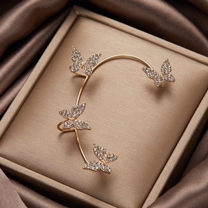 Butterfly Earrings Ear Cuffs – No Piercing Needed, Silver Zircon Design - Infinitygallery.store
