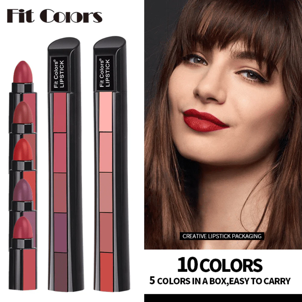 5-In-1 Lipstick Set (Pack 2) - Velvet Matte Finish - Infinitygallery.store