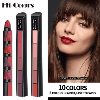 5-In-1 Lipstick Set (Pack 2) - Velvet Matte Finish - Infinitygallery.store