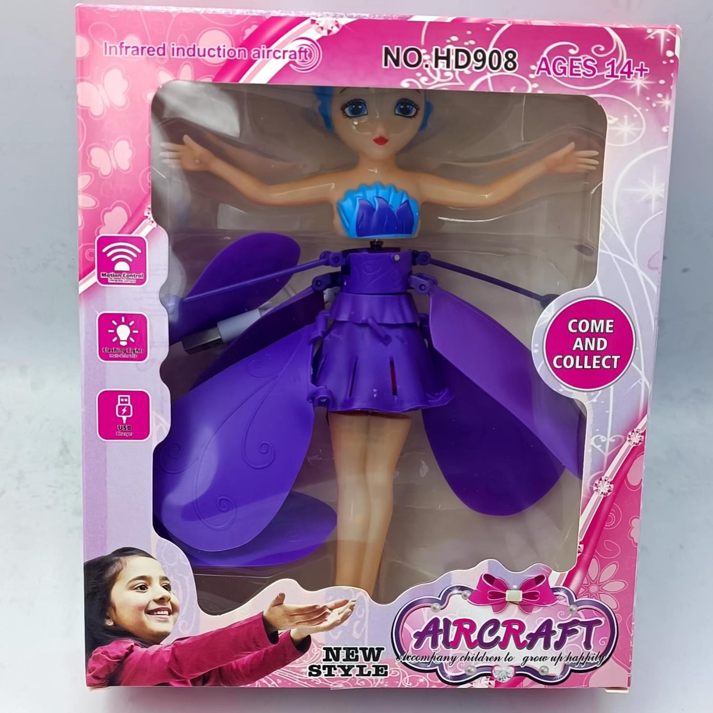 Magic Flying Fairy Princess Doll – Hand-Controlled RC Flying Toy for Kids