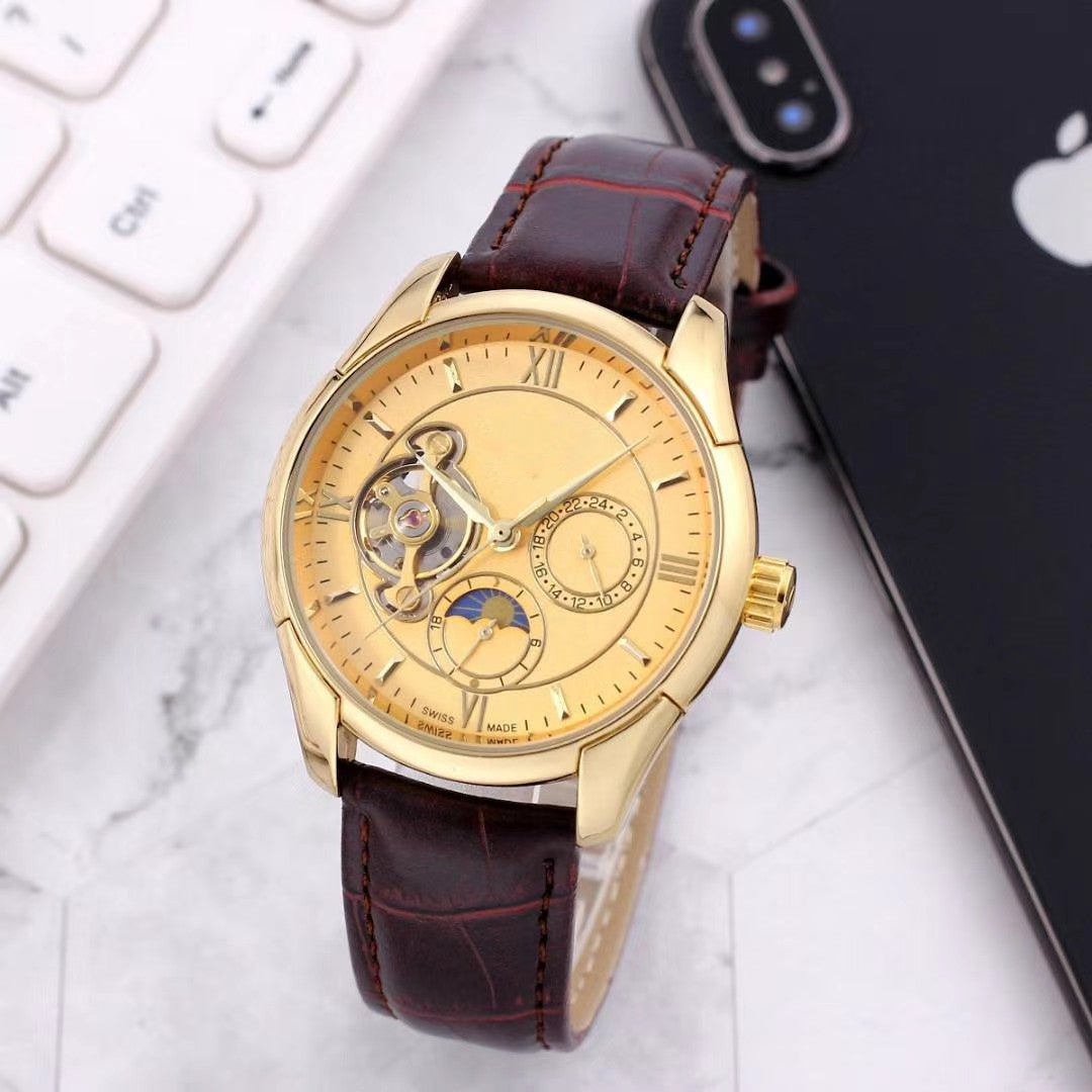 New Mechanical Watch – Leather Strap, Classic Design, Precision Craftsmanship - Infinitygallery.store