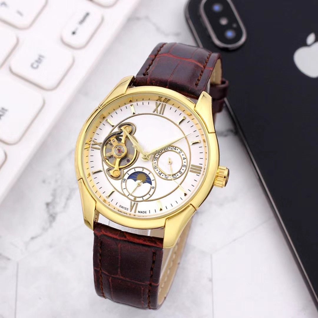 New Mechanical Watch – Leather Strap, Classic Design, Precision Craftsmanship - Infinitygallery.store