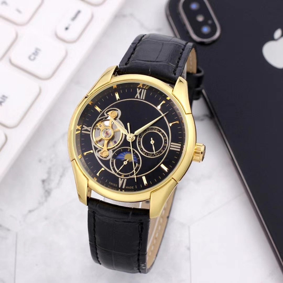 New Mechanical Watch – Leather Strap, Classic Design, Precision Craftsmanship - Infinitygallery.store