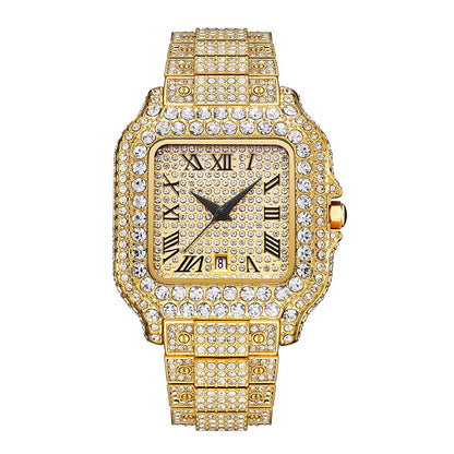 Men’s Hip Hop Diamond Quartz Watch in Gold, Silver & Black | Infinity Gallery - Infinitygallery.store